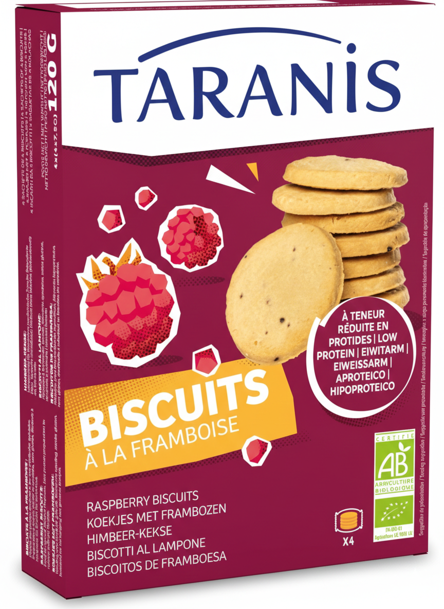 Taranis Low Protein Raspberry Shortbread Biscuits (120g)