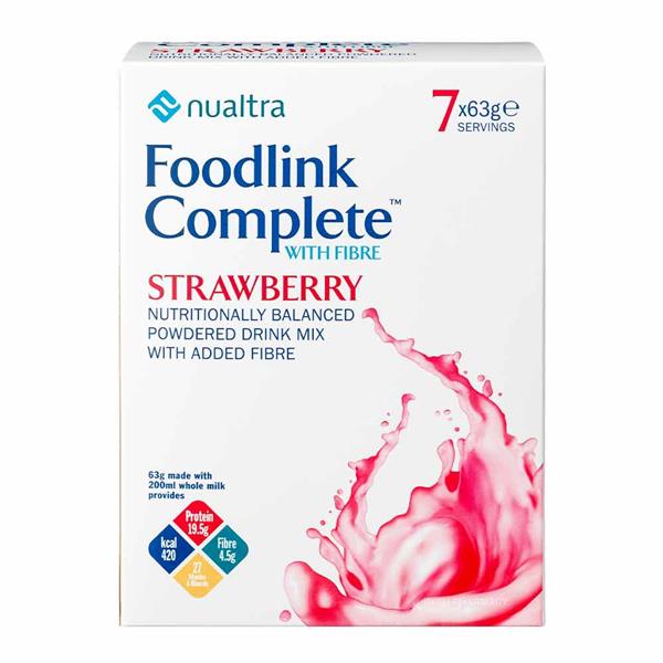 Nualtra Foodlink Complete Powder Strawberry With FIBRE (7 x 63g)