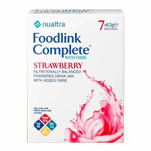Nualtra Foodlink Complete Powder Strawberry With FIBRE (7 x 63g)
