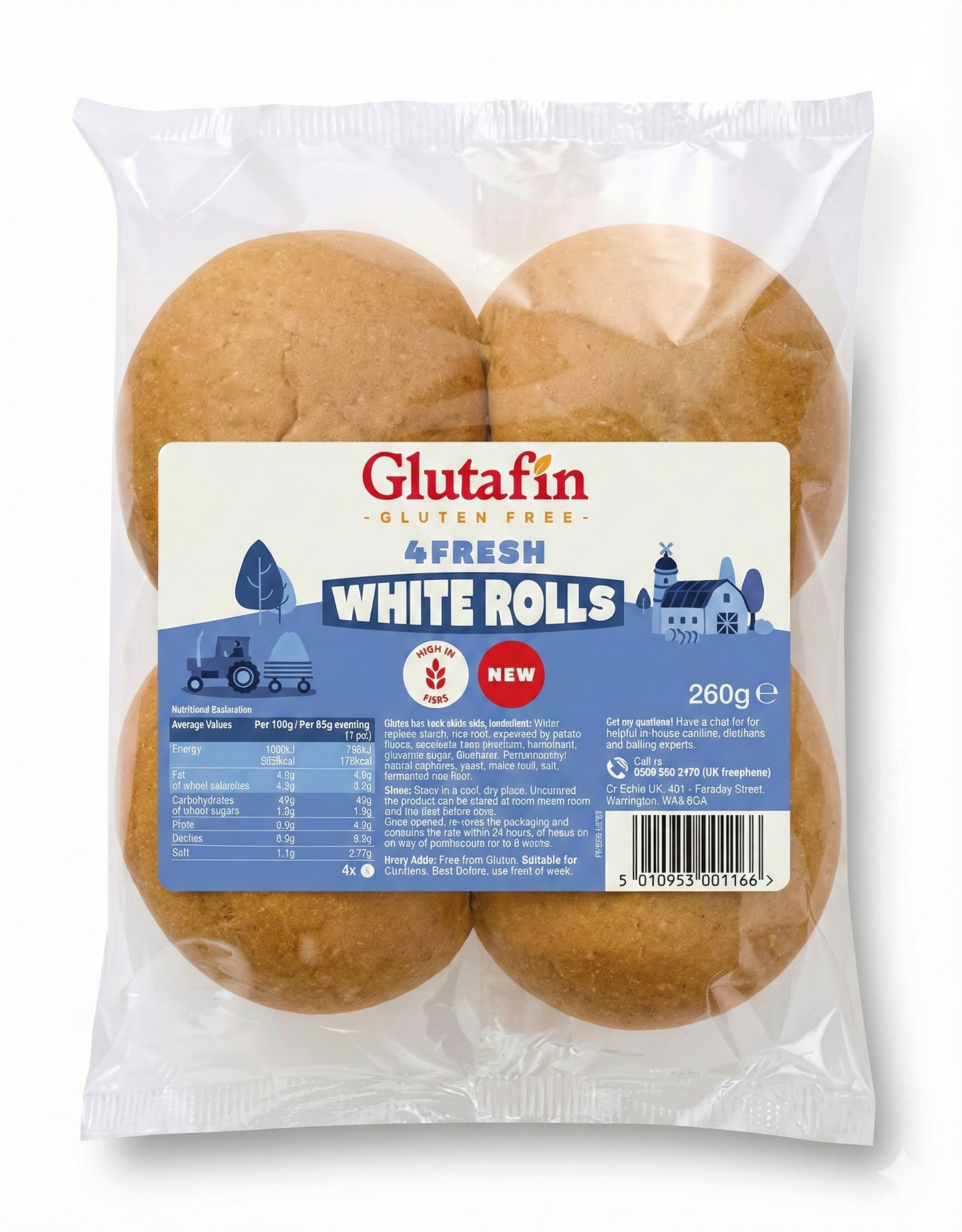 Glutafin Gluten Free Fresh White Rolls (260g)