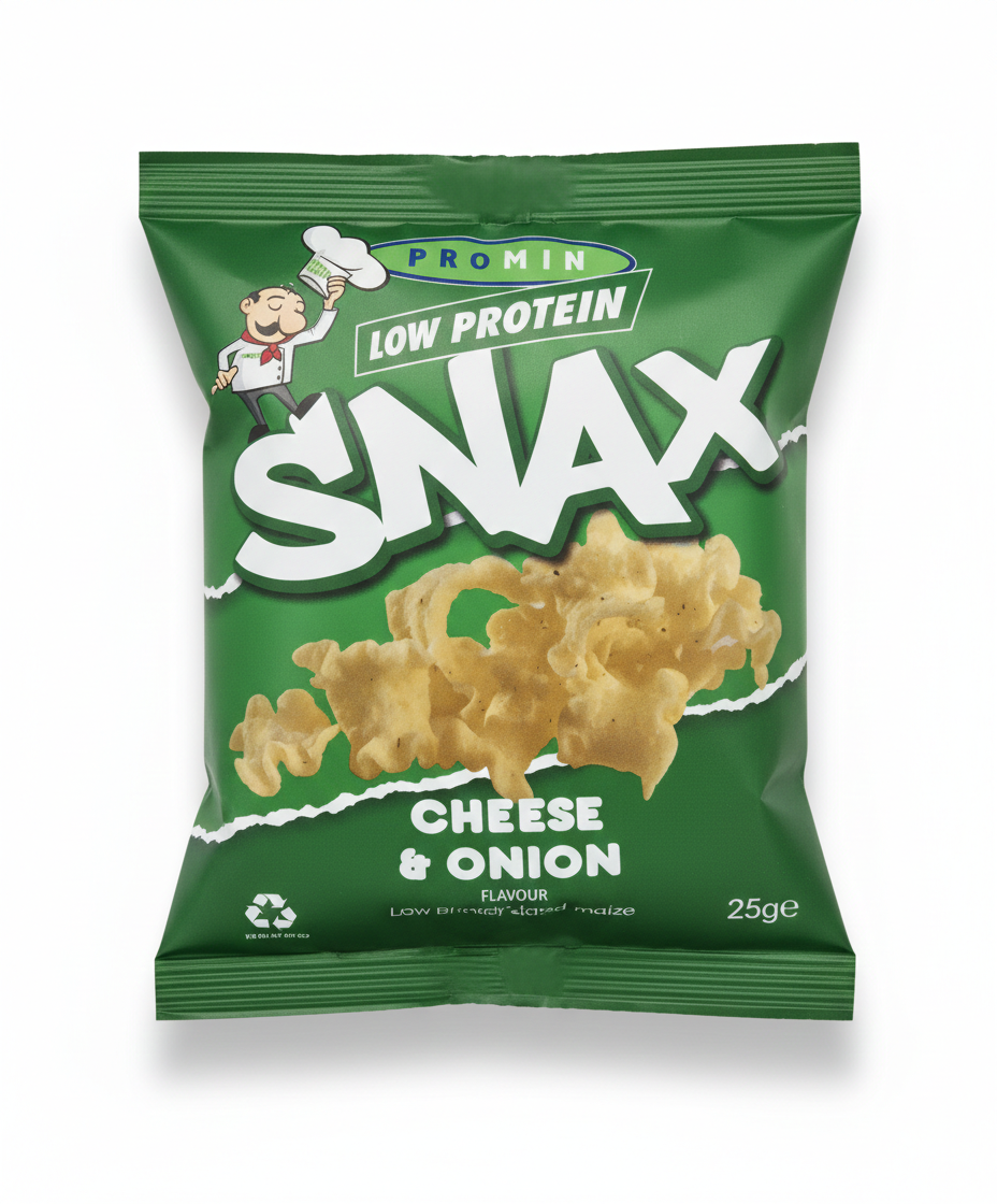 Promin Low Protein Snax – Cheese and Onion (12 Packs of 25g)
