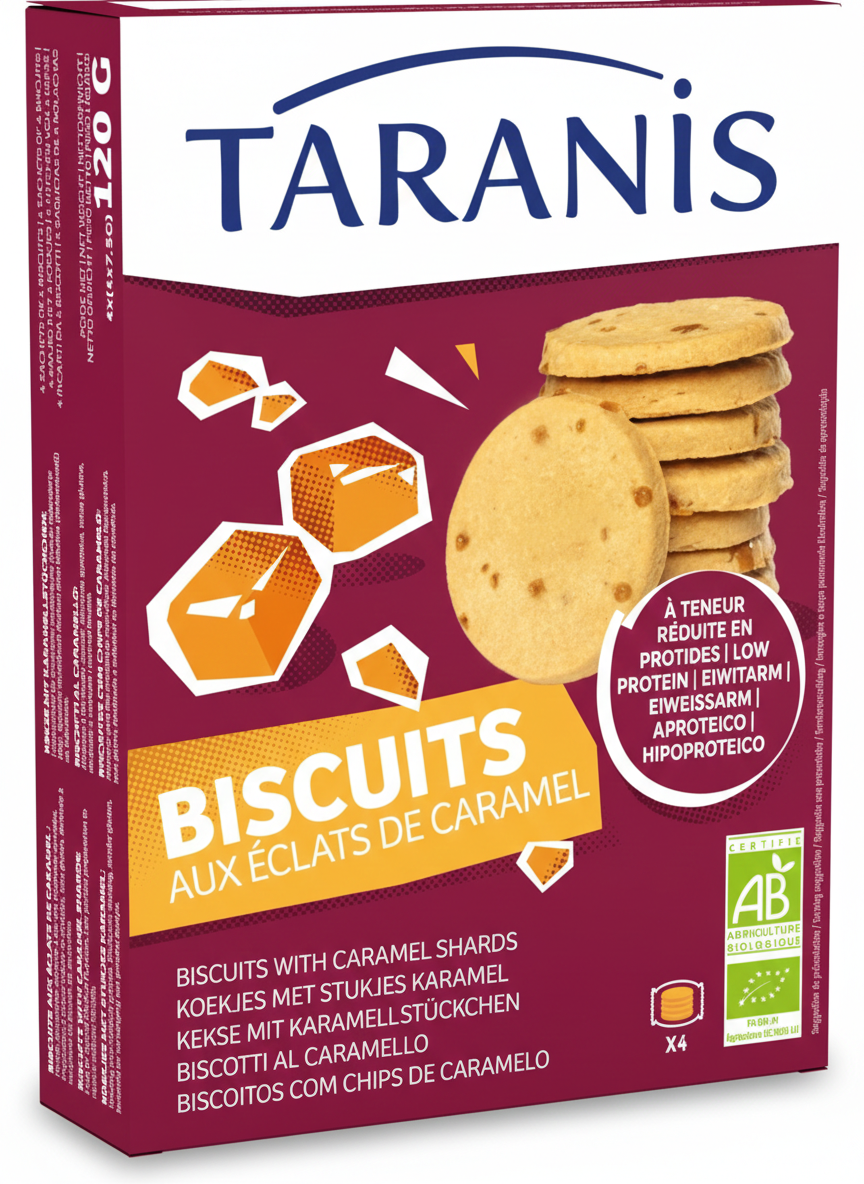 Taranis Low Protein Biscuits with Caramel Shards (120g)