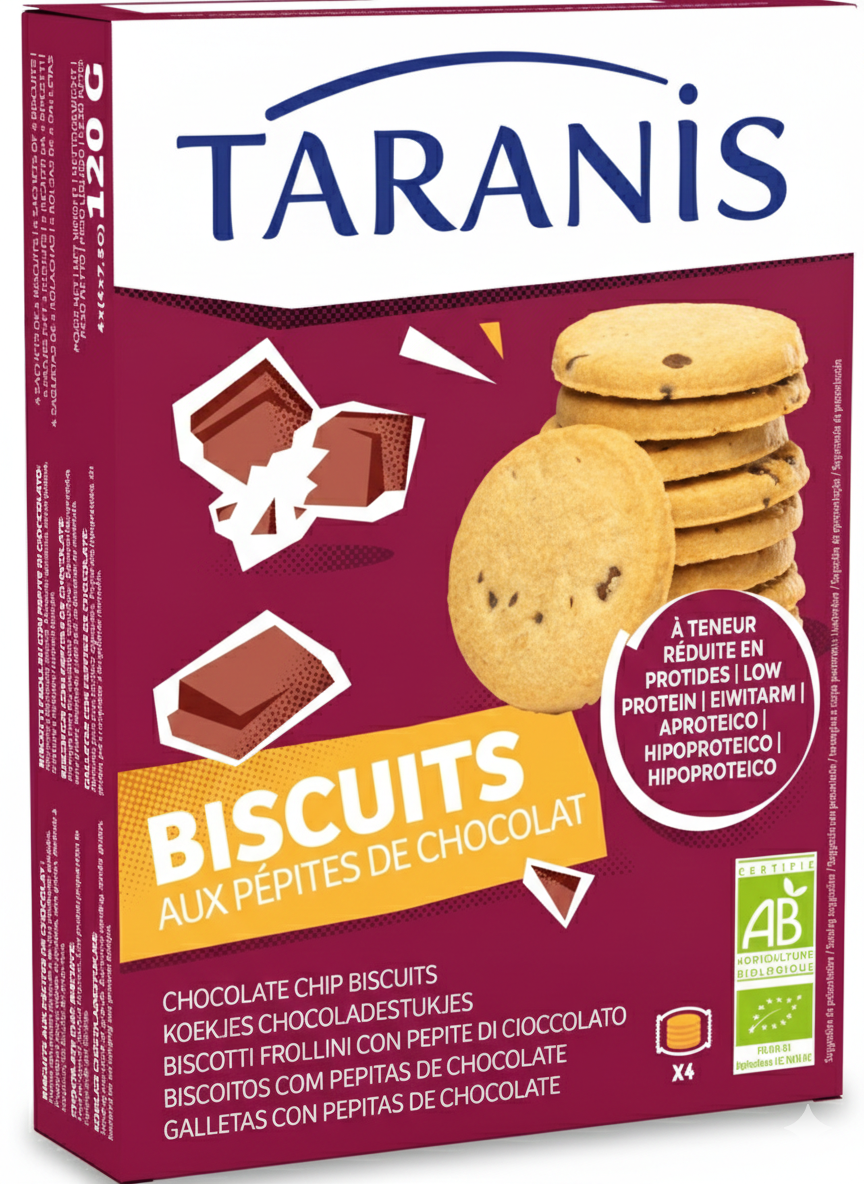 Taranis Low Protein Chocolate Chip Biscuits (120g)