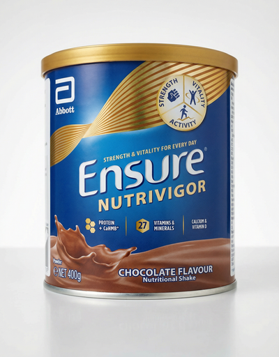 Ensure Nutrivigor nutritional shake can with blue label and gold accents on a white background